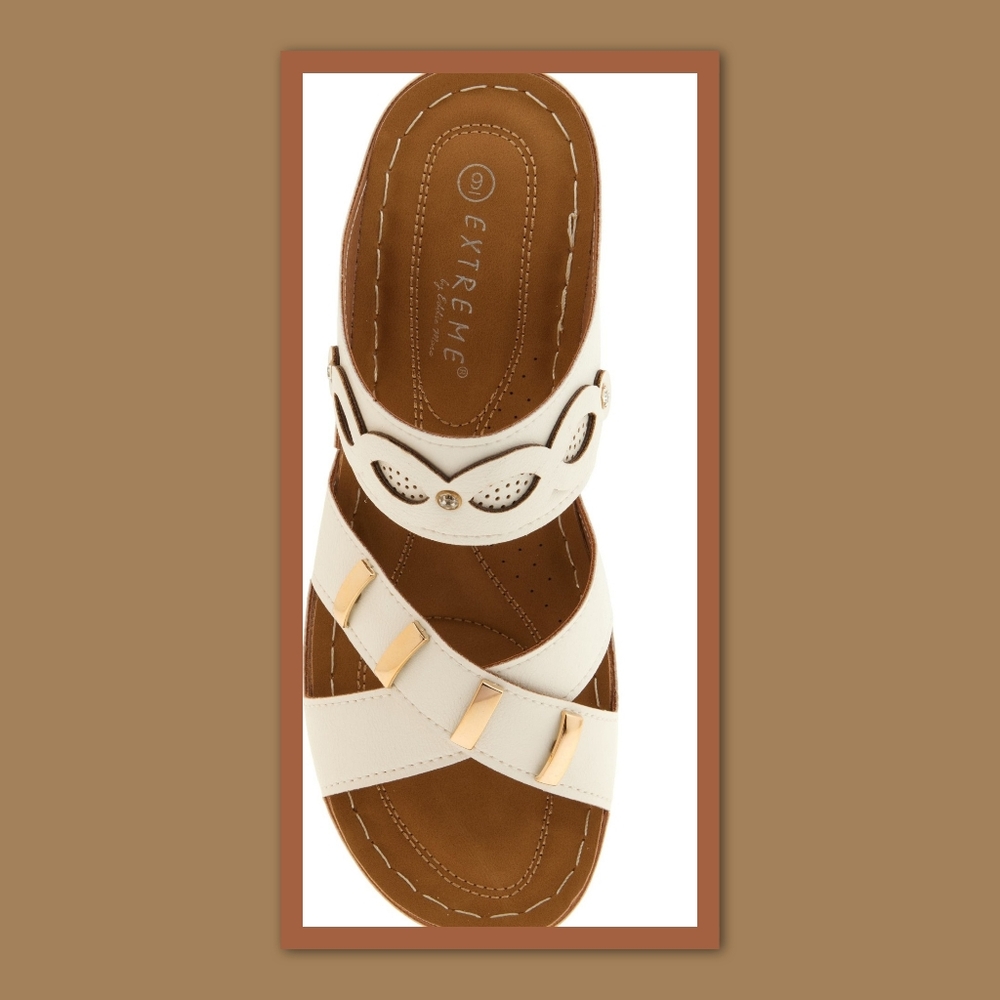 EXTREME BY EDDIE MARC BUCKLE WEDGE SLIDE SANDALS